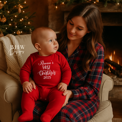 Personalised First Christmas Bodysuit - Red