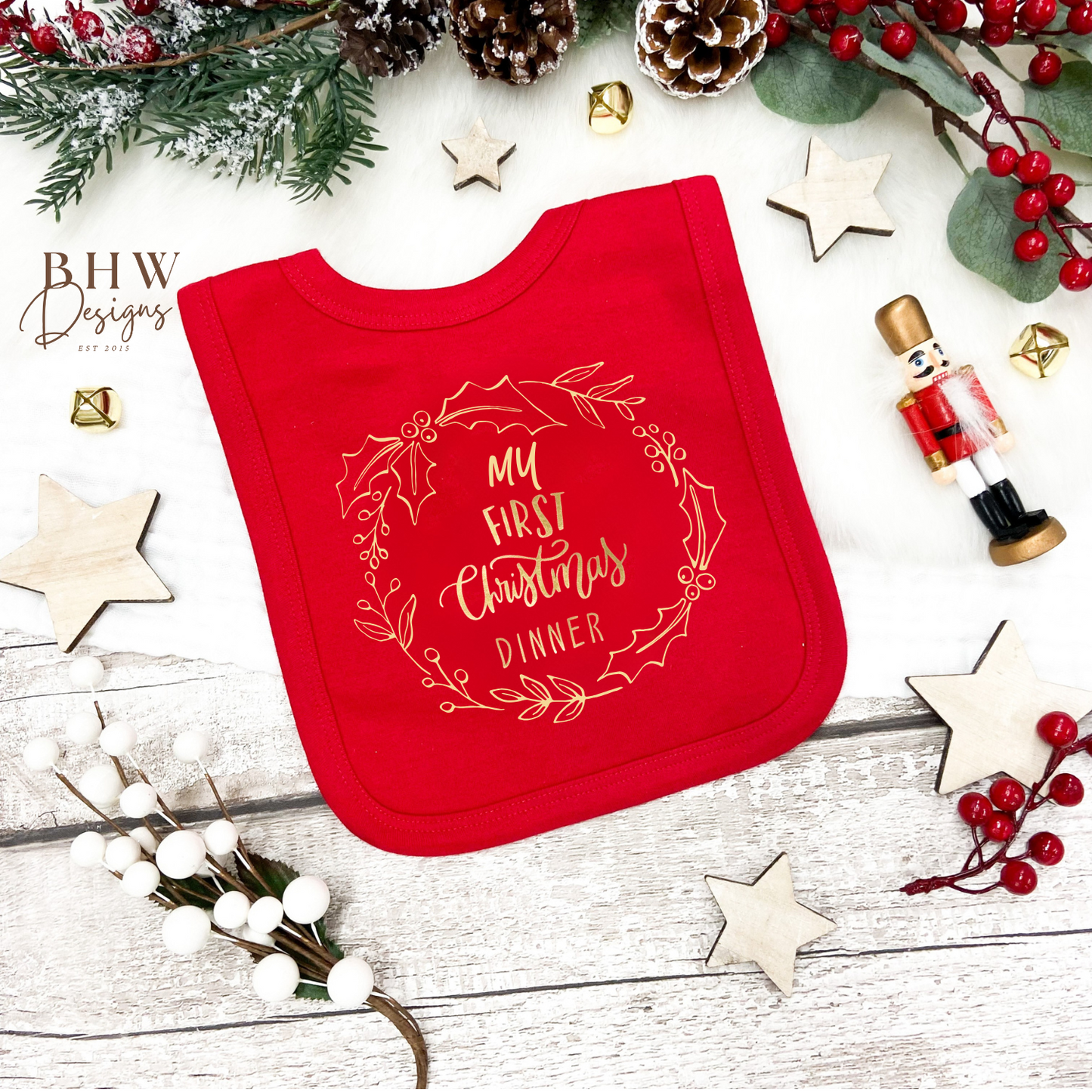 My First Christmas Dinner Red Bib