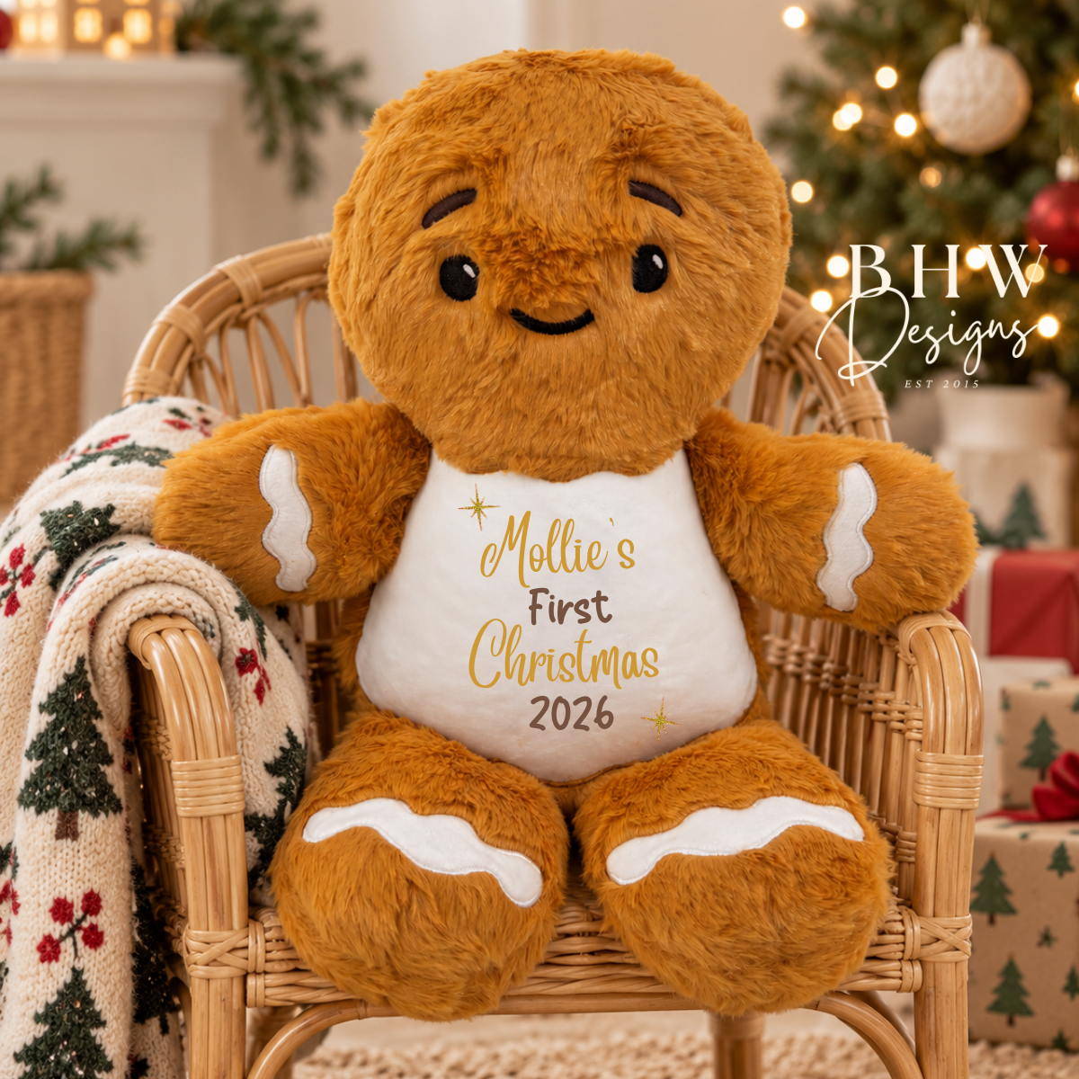 Personalised First Christmas Gingerbread man Soft Toy