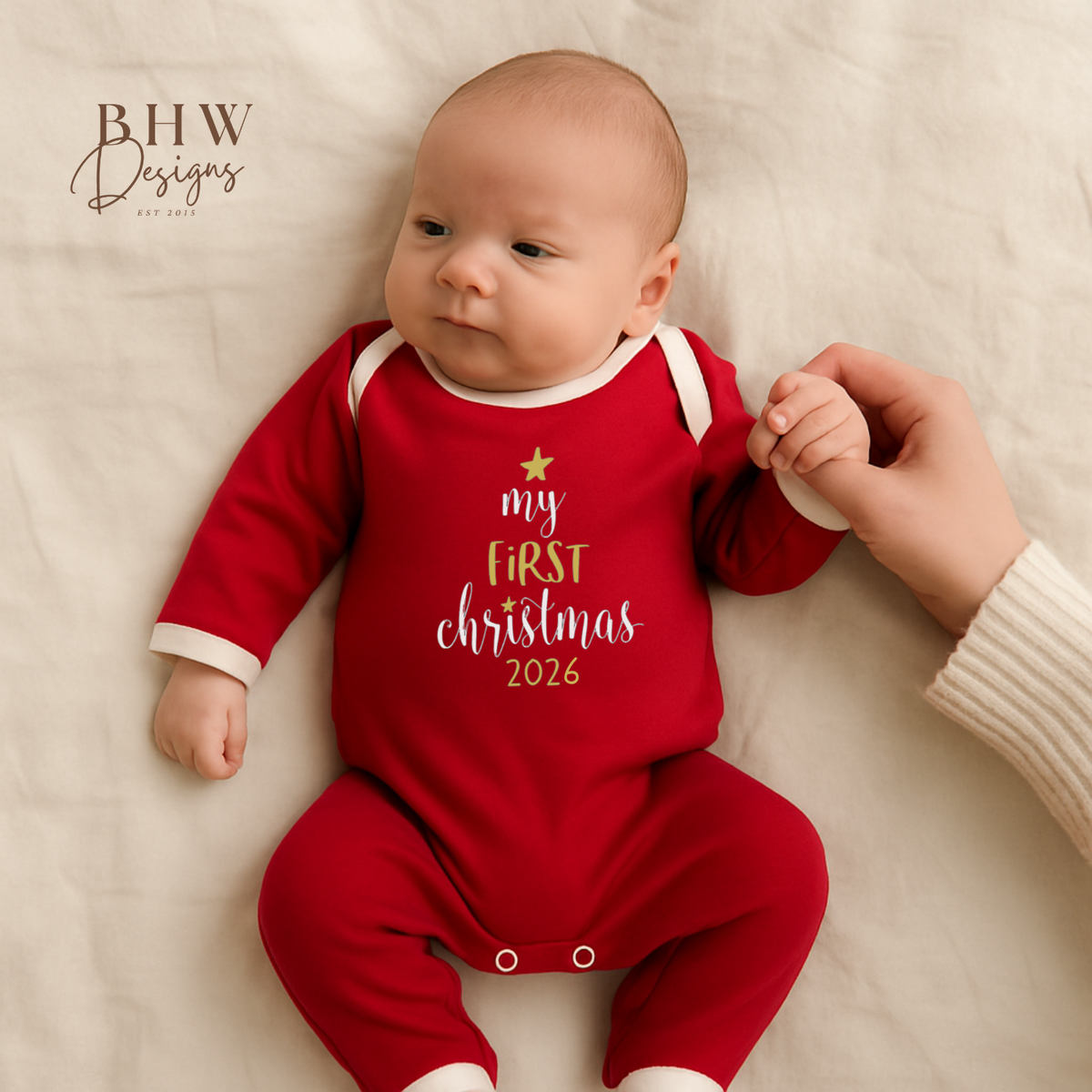 My First Christmas Red & White Bodysuit