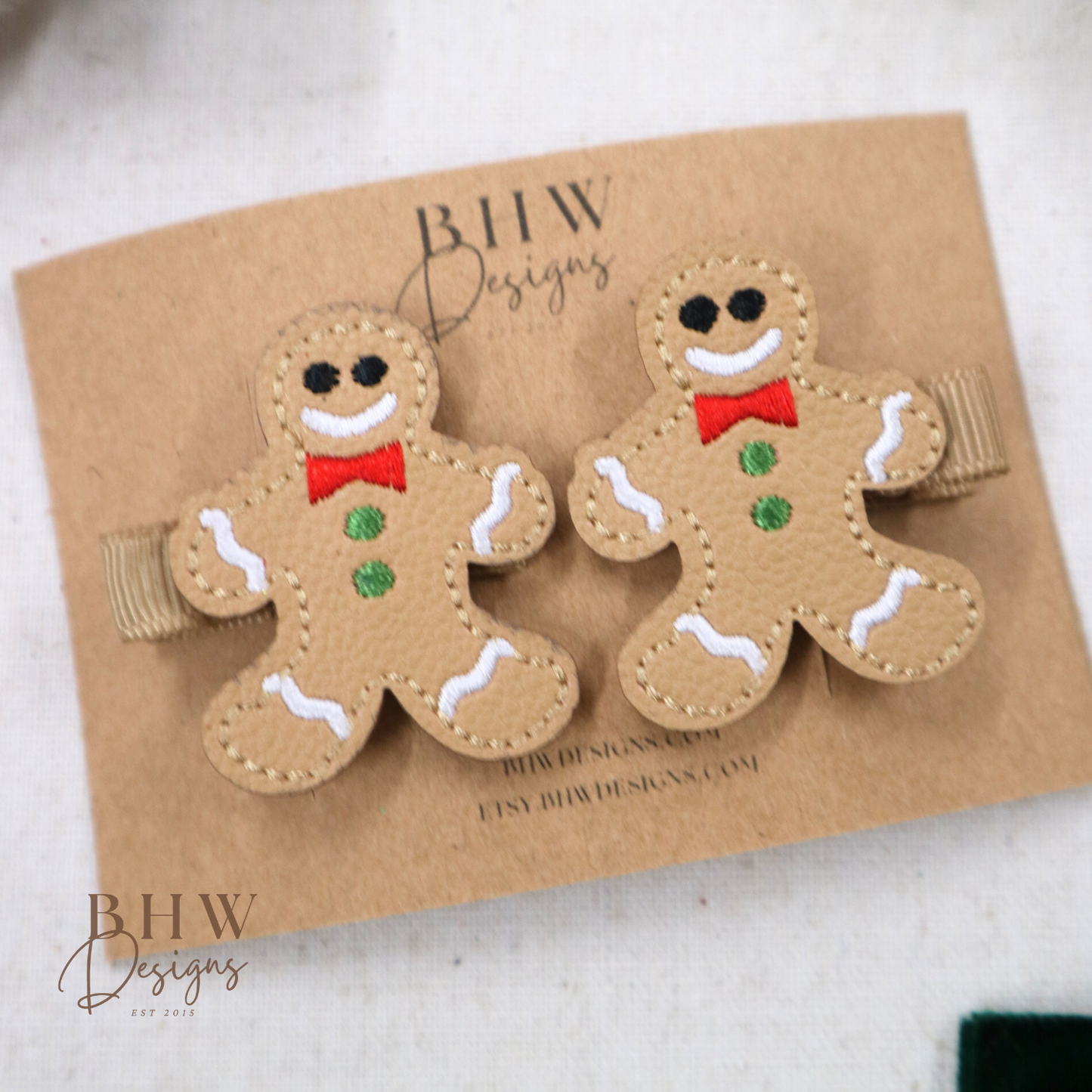 Gingerbread man Hair Clip Set