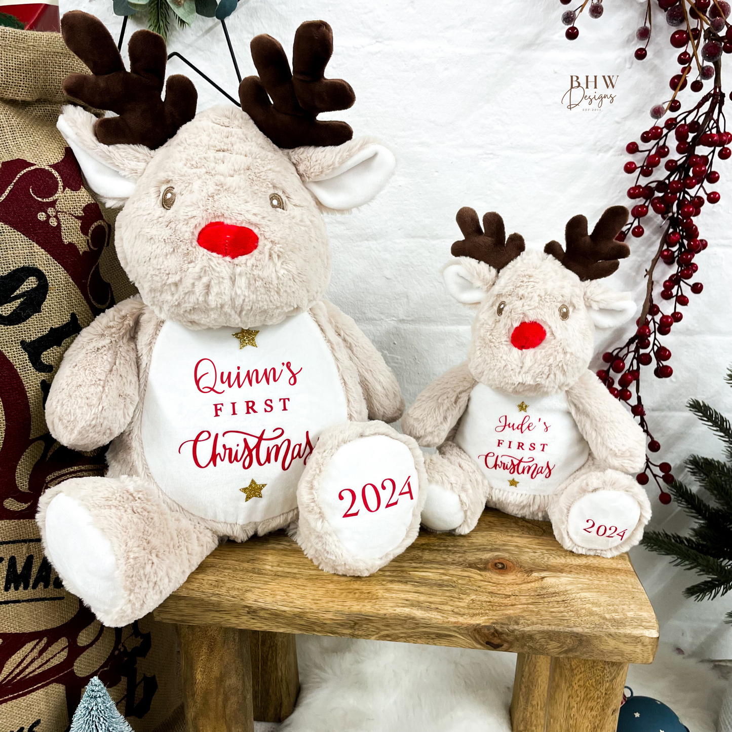 Personalised First Christmas 2025 Reindeer Large Teddy
