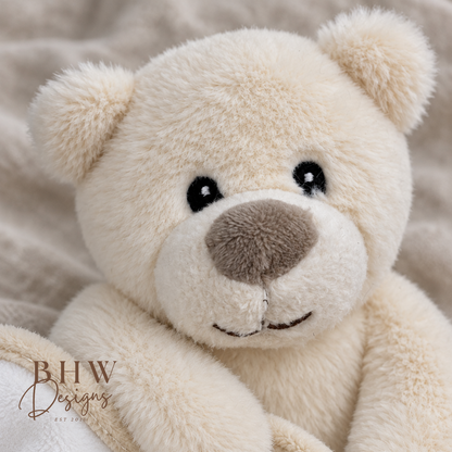 Personalised Cream Teddy bear Comforter
