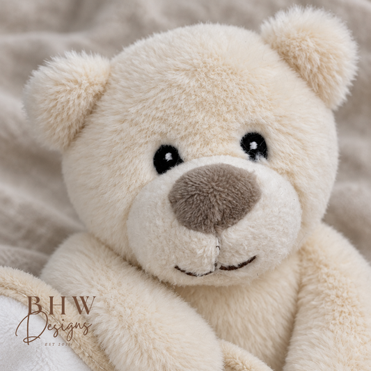 Personalised Cream Teddy bear Comforter