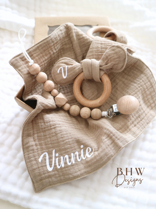 3 Piece Personalised Baby Set - Stone