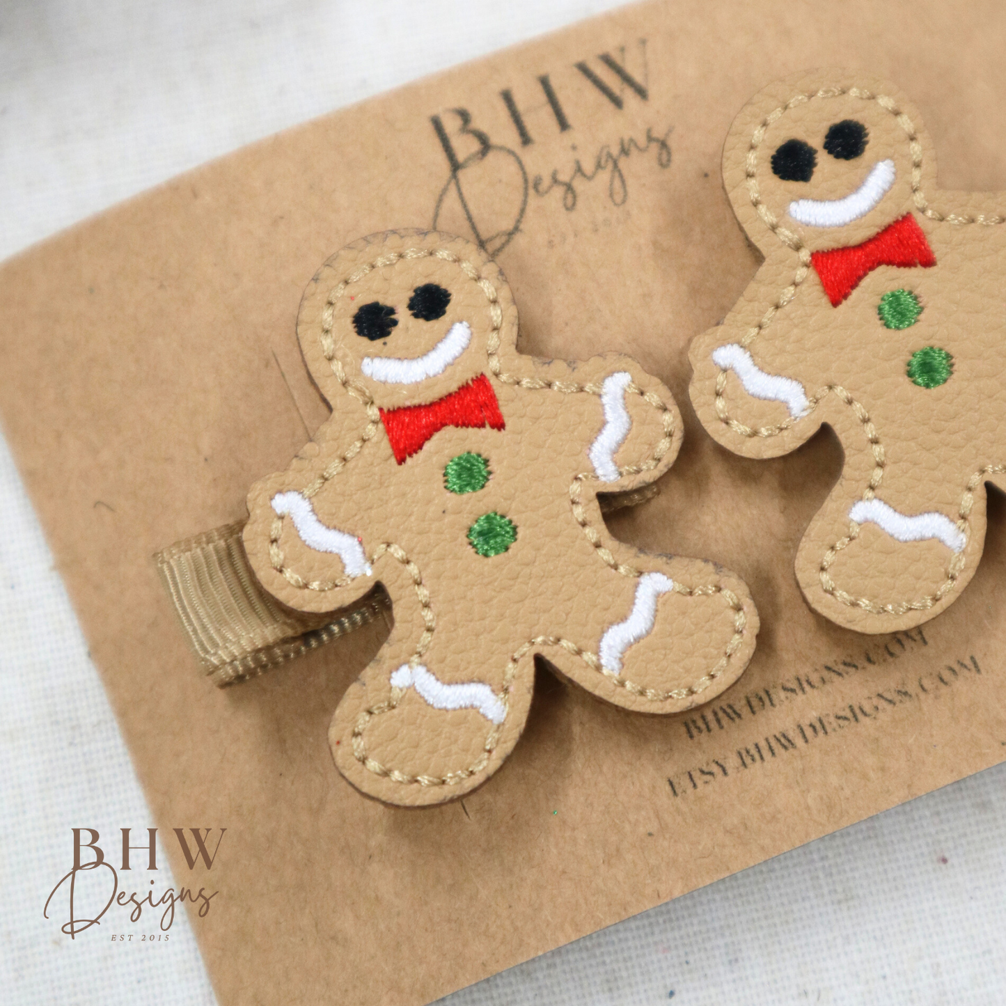 Gingerbread man Hair Clip Set