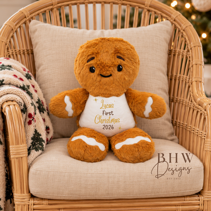 Personalised First Christmas Gingerbread man Soft Toy