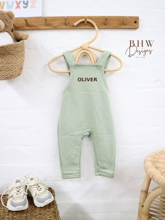 Personalised Dungarees - Sage Green