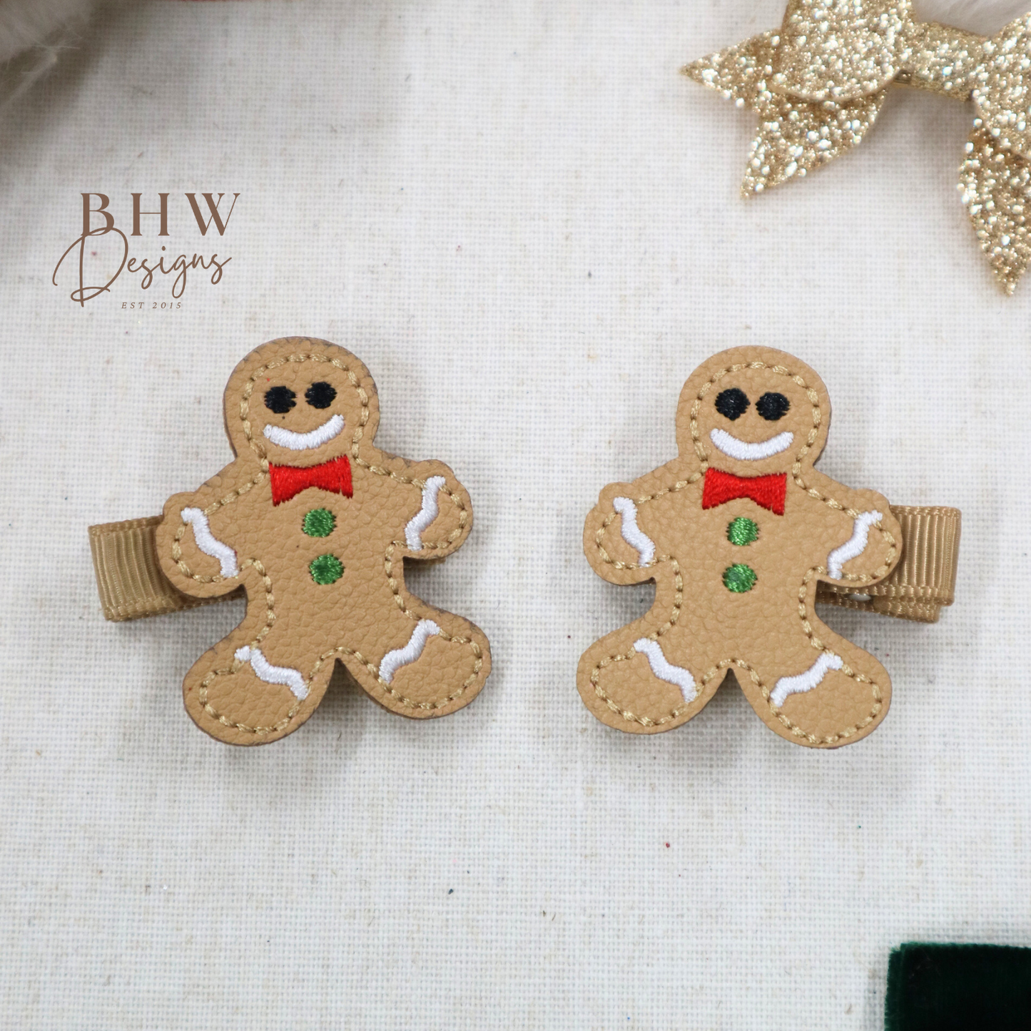 Gingerbread man Hair Clip Set