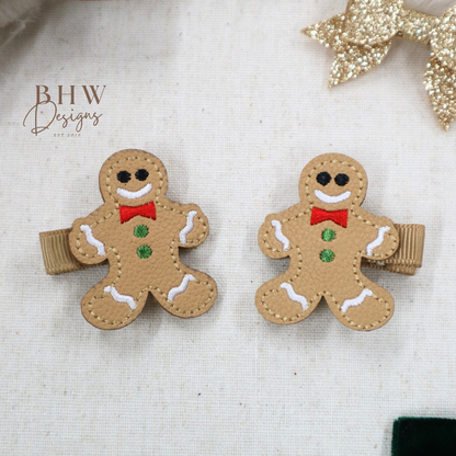 Gingerbread man Hair Clip Set