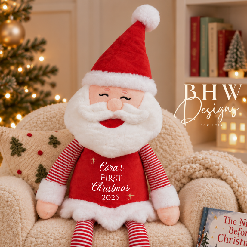 Personalised First Christmas Santa Soft Toy