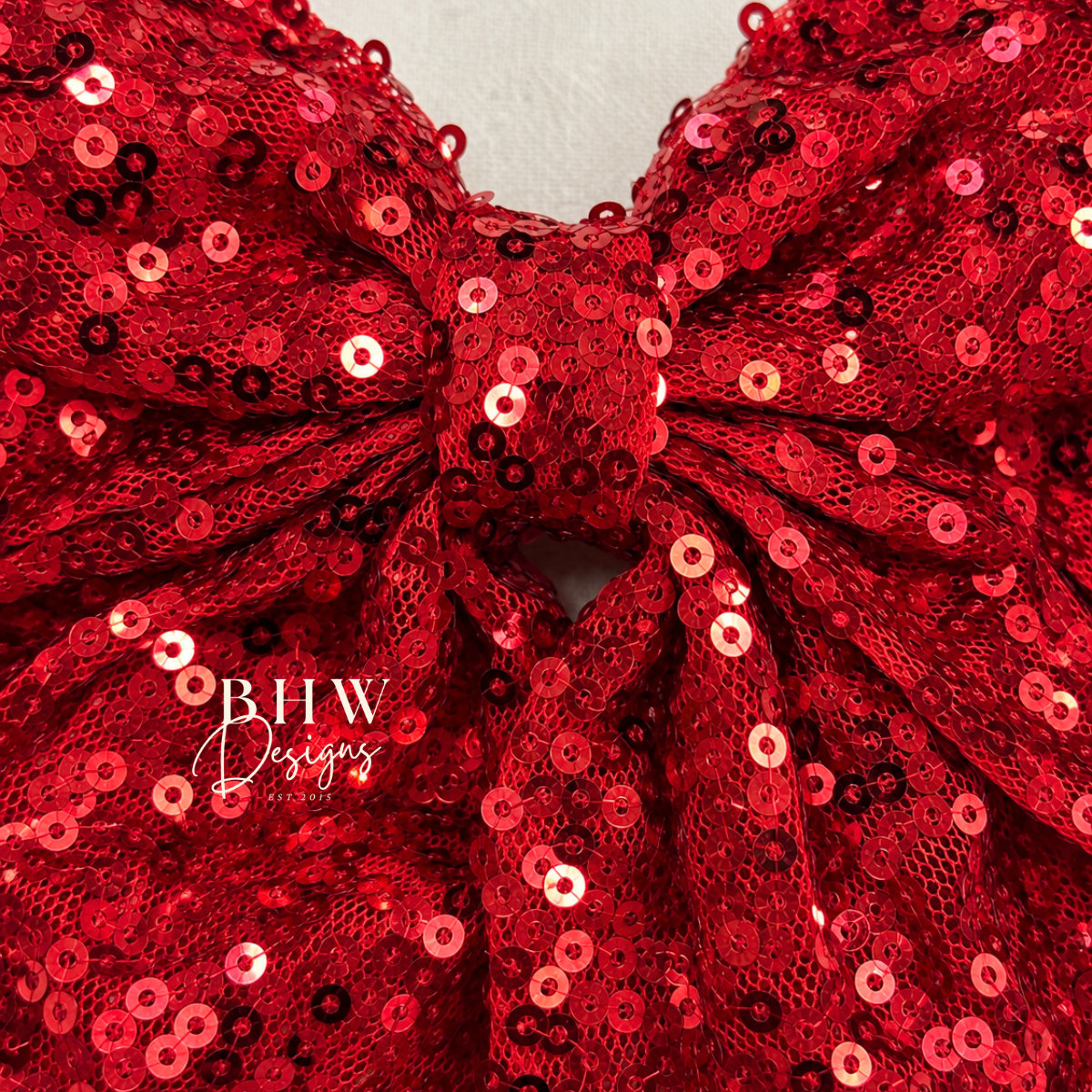 Large Red Sequin Hair Bow