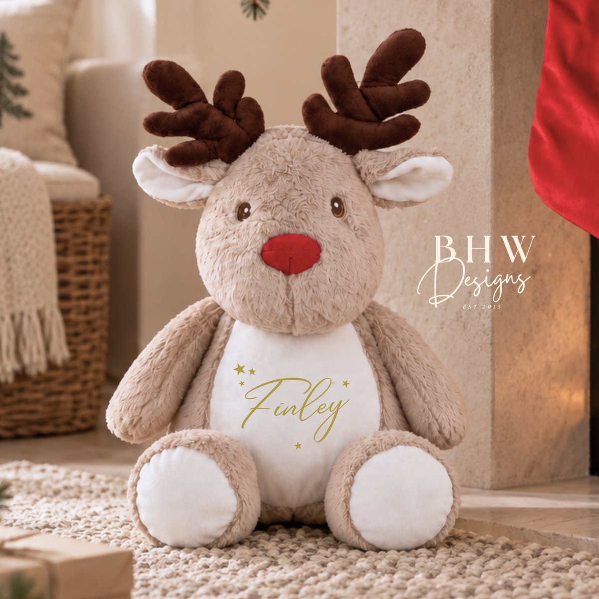 Personalised Name Reindeer Soft Toy