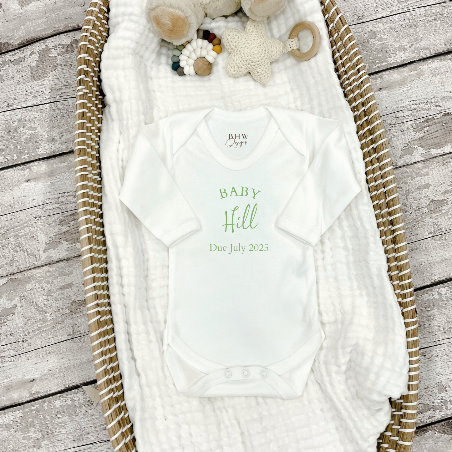 Personalised Baby Due Date Surname Bodysuit