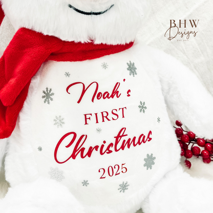 Personalised Snowman First Christmas Soft Toy