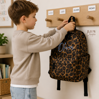 Personalised Leopard Print Kids Backpack