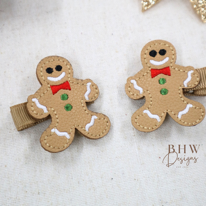 Gingerbread man Hair Clip Set