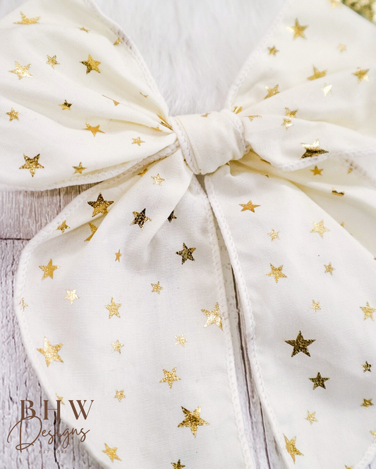 Large Cream Star Hair Bow