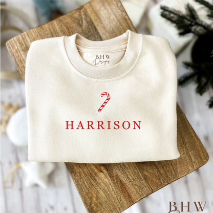 Personalised Candy Cane Oat Sweatshirt
