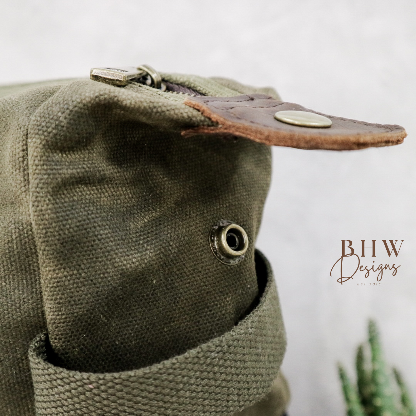 Personalised Waxed Canvas Wash Bag - Olive Green