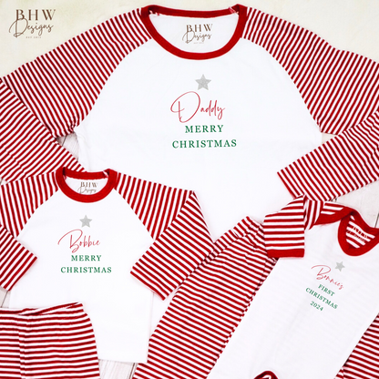 Men's Personalised Red and White Stripe Pyjamas