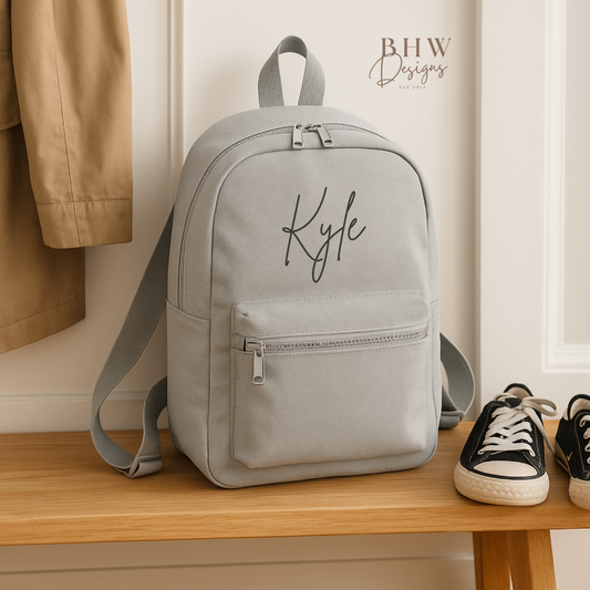 Personalised Kid's Mini Backpack - Light Grey