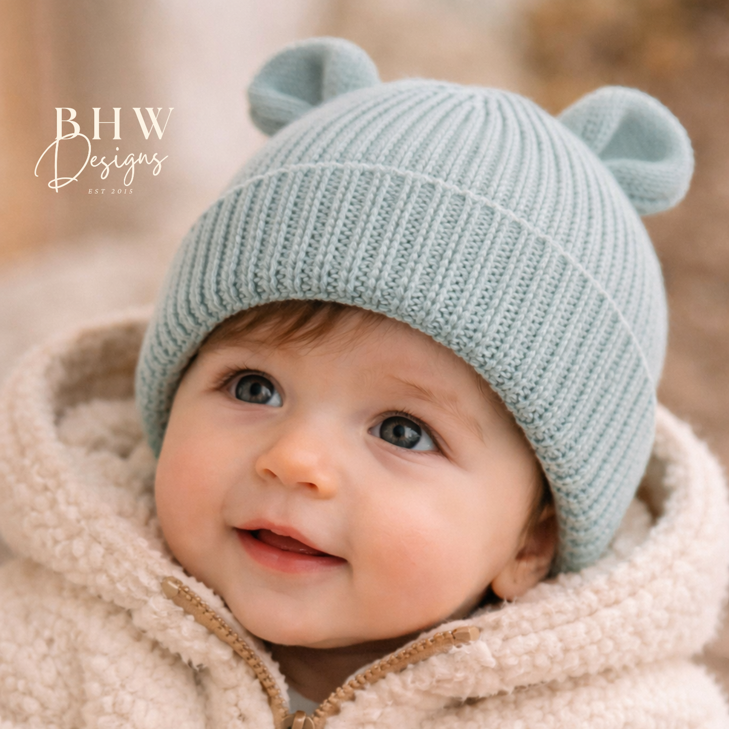 Baby Bear Beanie - Dusky Turquoise