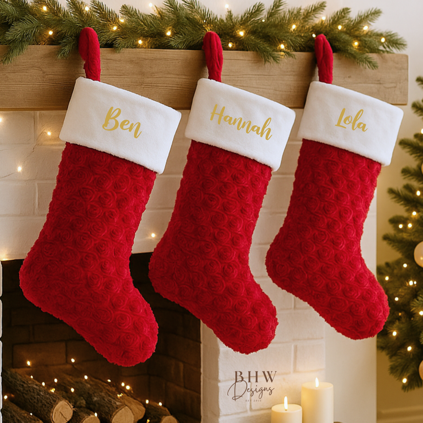 Personalised Red and White Stocking