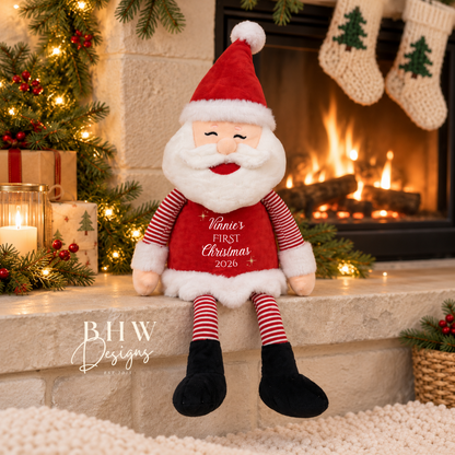 Personalised First Christmas Santa Soft Toy