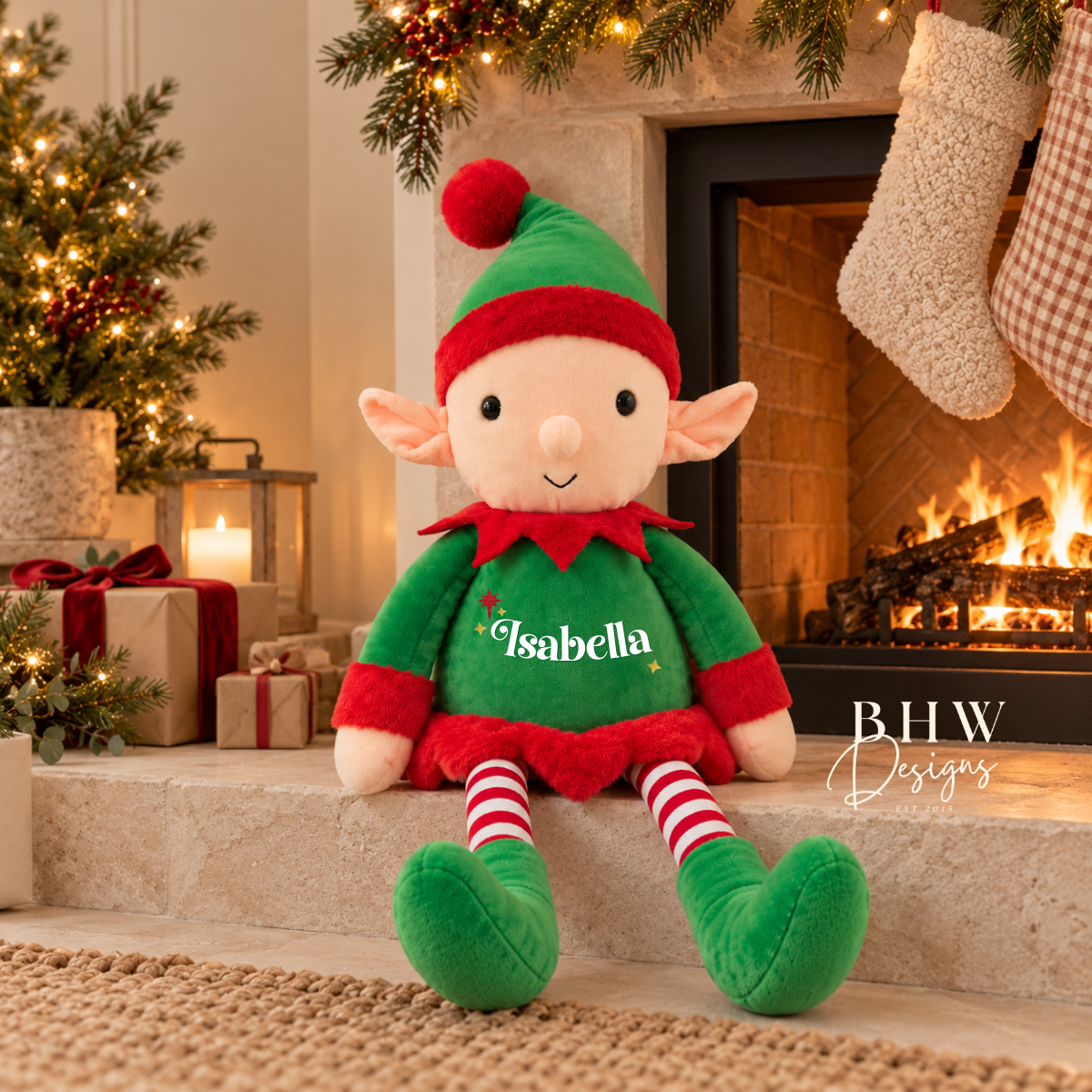 Personalised Name Elf Christmas Large Soft Toy
