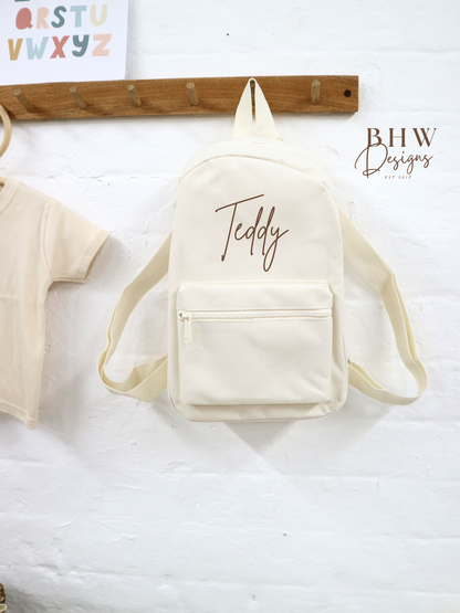 Personalised Kid's Mini Backpack - Cream