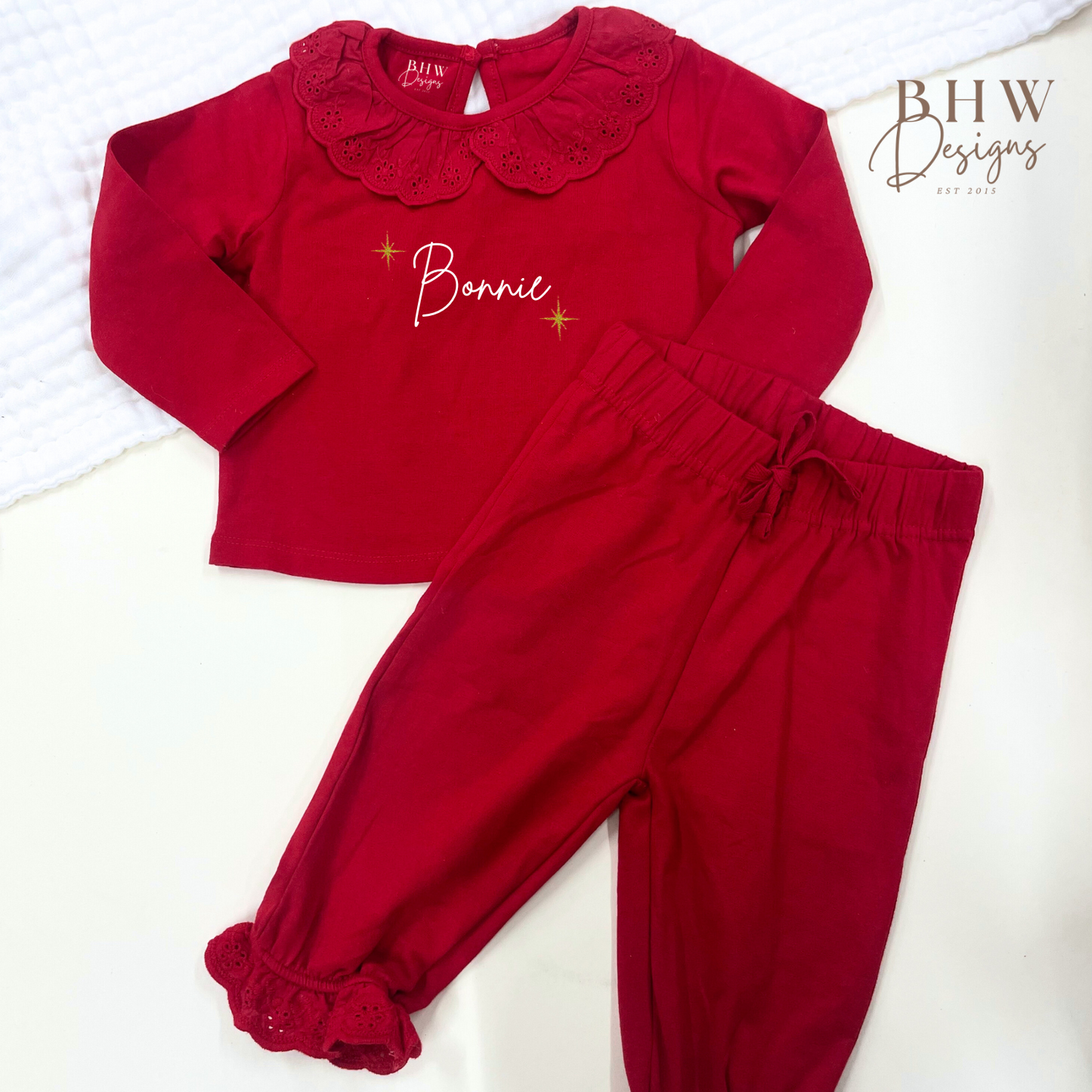 Personalised Red Lace Pyjamas