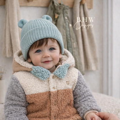 Baby Bear Beanie - Dusky Turquoise