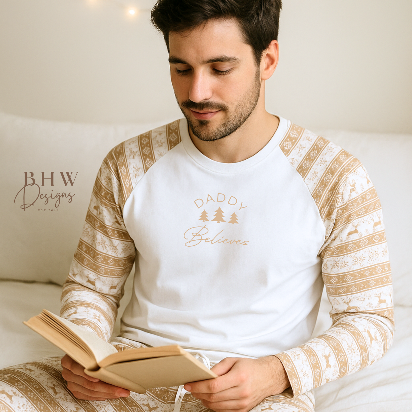 Men's Personalised Beige Fair Isle Pyjamas