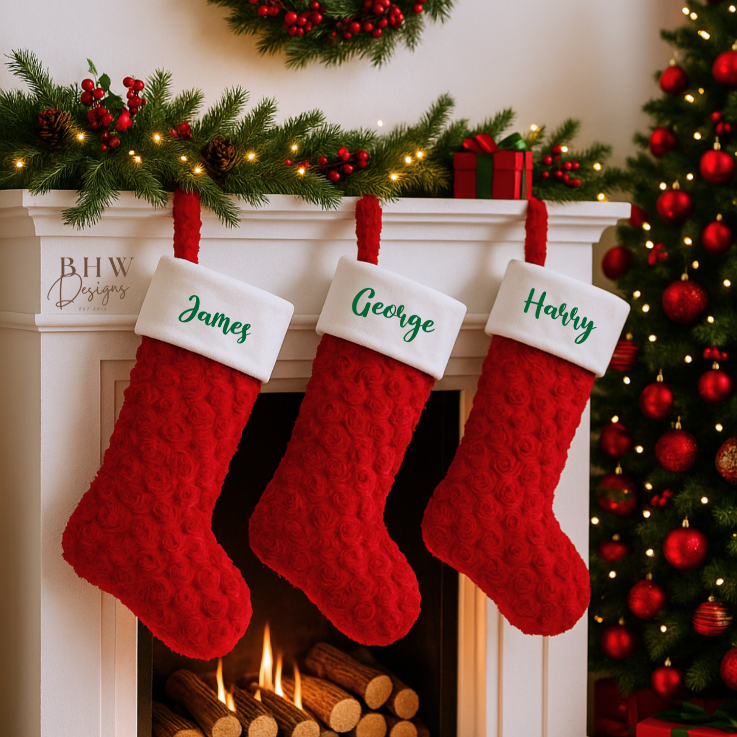 Personalised Red and White Stocking
