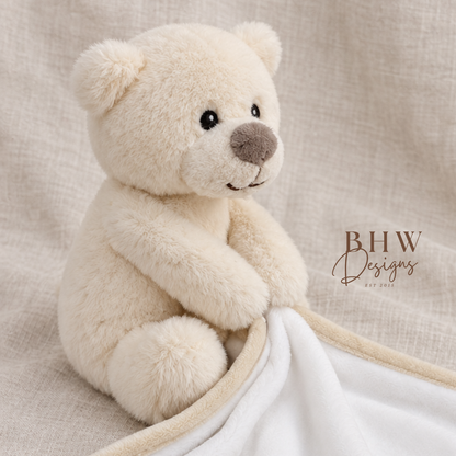 Personalised Cream Teddy bear Comforter