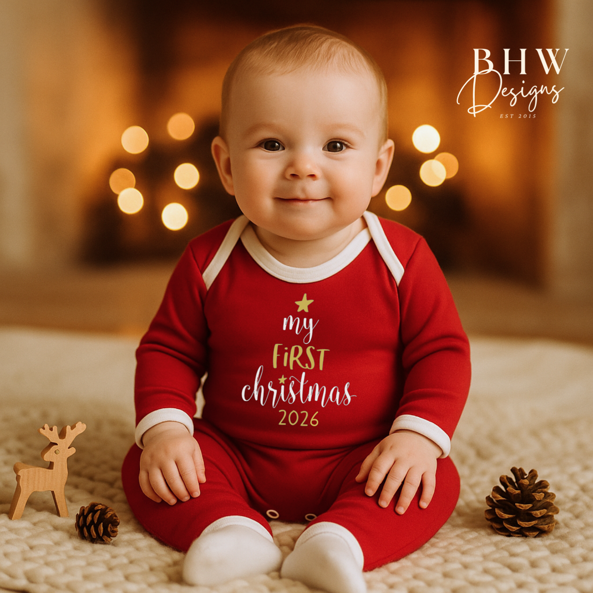 My First Christmas Red & White Bodysuit