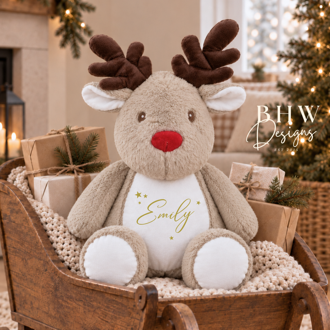 Personalised Name Reindeer Soft Toy
