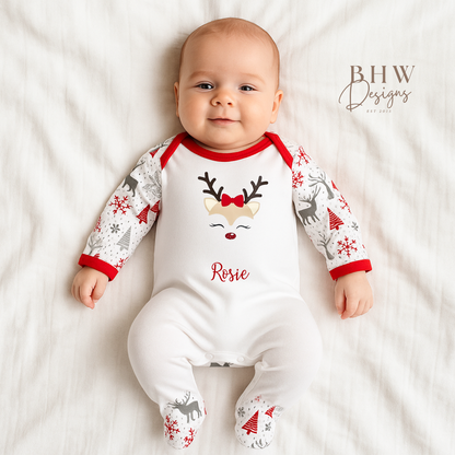 Personalised Baby Girl Reindeer Bodysuit
