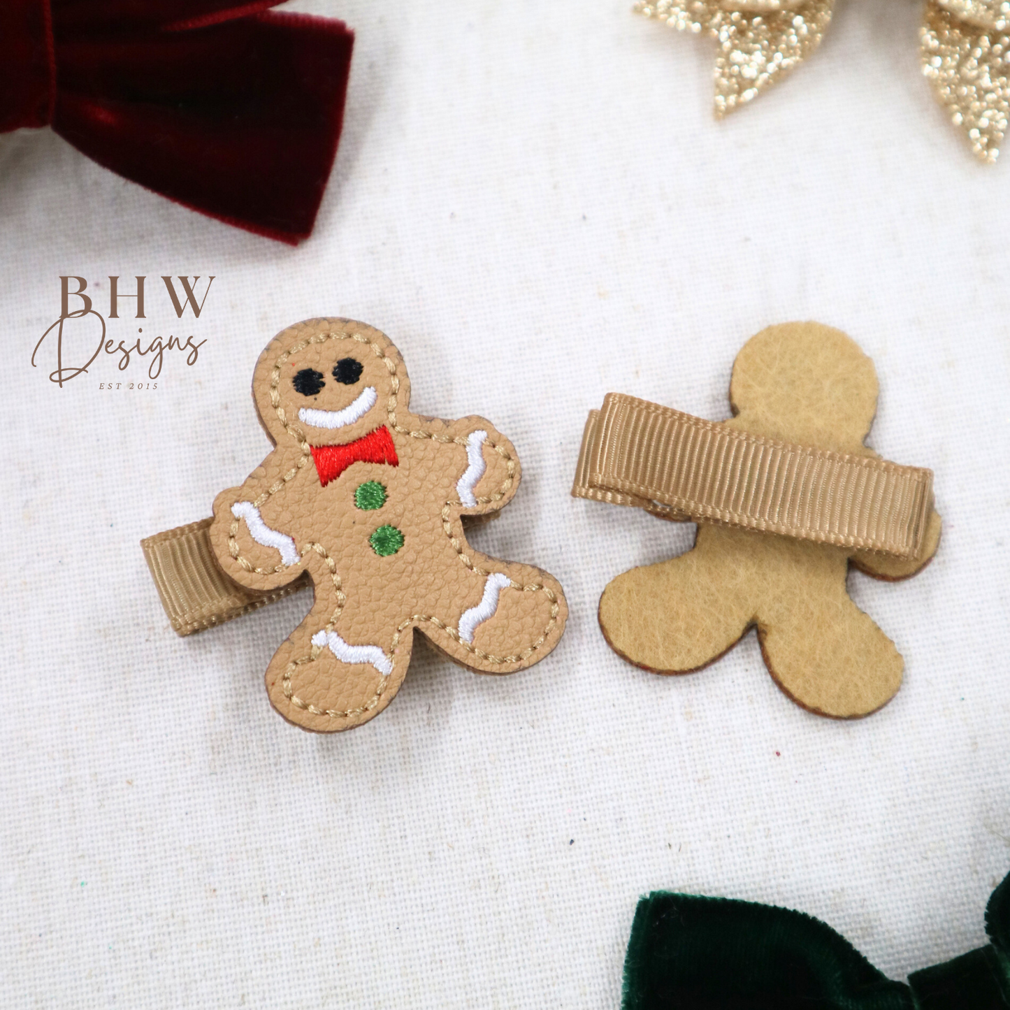Gingerbread man Hair Clip Set