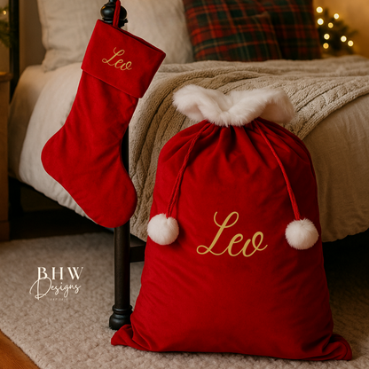 Personalised Red Velvet Santa Sack