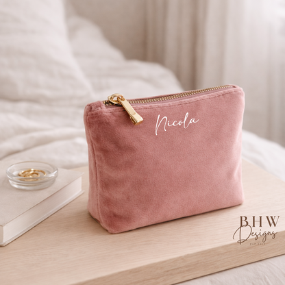 Personalised Velvet Bag - Rose Quartz