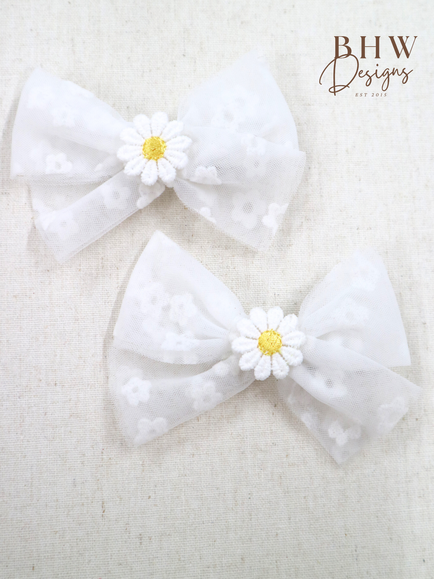 Daisy Hair Bow & Clip Set