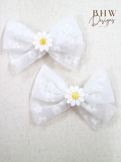 Daisy Hair Bow & Clip Set