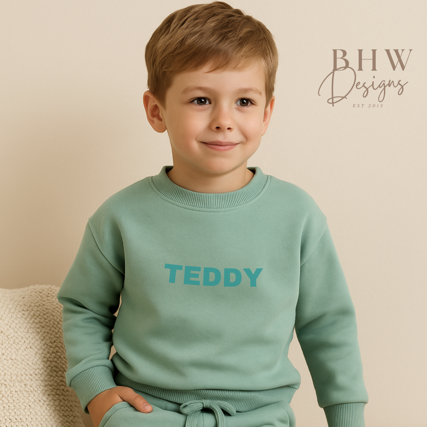 Personalised Sweatshirt and Short Jersey Set - Sage Green