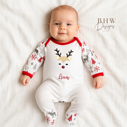Personalised Baby Boy Reindeer Bodysuit