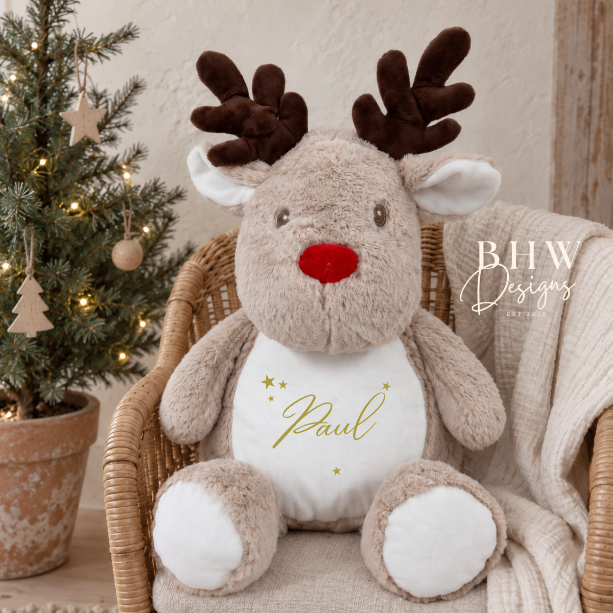 Personalised Name Reindeer Soft Toy
