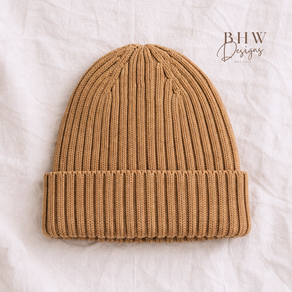 Organic Cotton Kids Beanie 3-7 years - Biscuit
