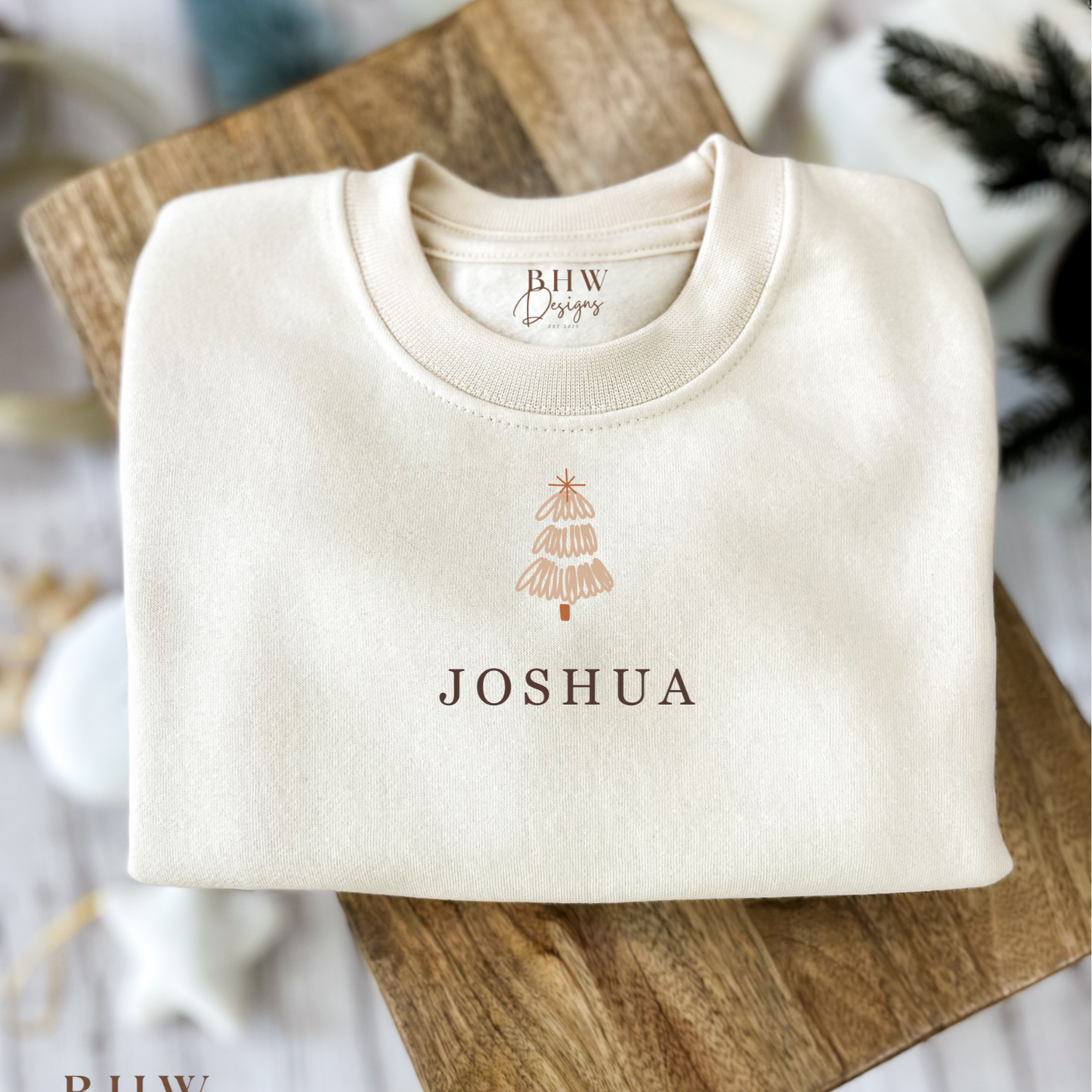 Personalised Christmas Tree Oat Sweatshirt