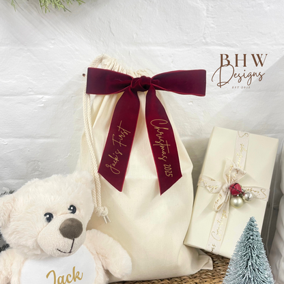 Velvet First Christmas Bow - Red